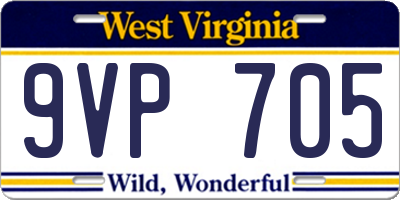 WV license plate 9VP705