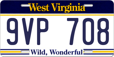 WV license plate 9VP708