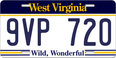 WV license plate 9VP720