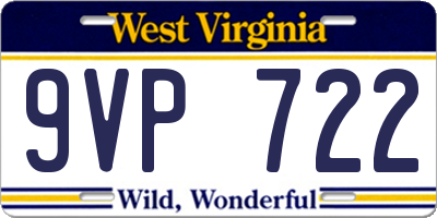 WV license plate 9VP722
