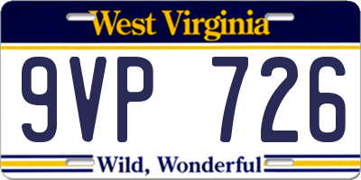 WV license plate 9VP726