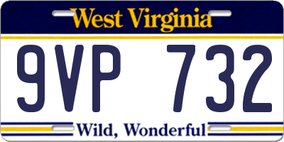 WV license plate 9VP732