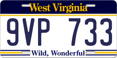 WV license plate 9VP733