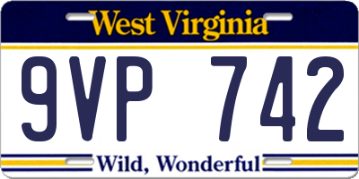 WV license plate 9VP742