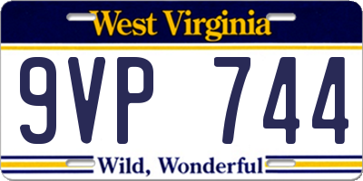WV license plate 9VP744