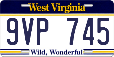 WV license plate 9VP745