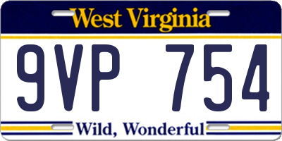 WV license plate 9VP754