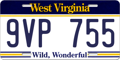 WV license plate 9VP755