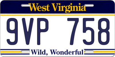 WV license plate 9VP758