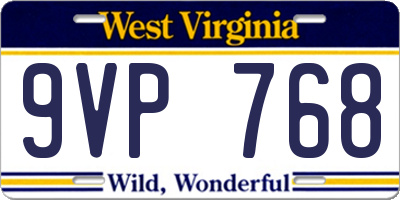 WV license plate 9VP768
