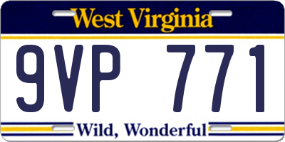 WV license plate 9VP771