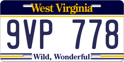 WV license plate 9VP778