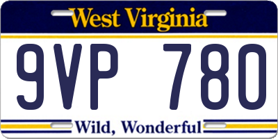 WV license plate 9VP780
