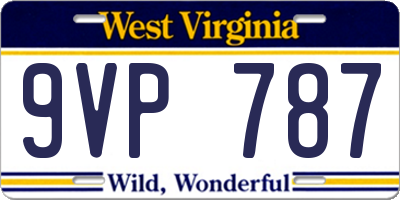 WV license plate 9VP787