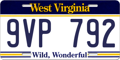 WV license plate 9VP792