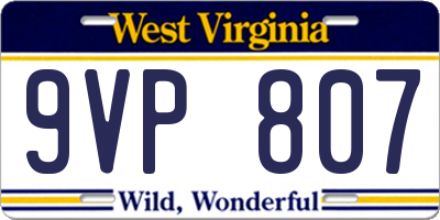 WV license plate 9VP807