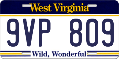 WV license plate 9VP809