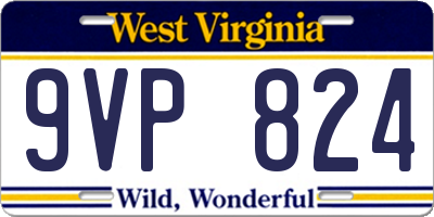 WV license plate 9VP824