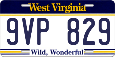 WV license plate 9VP829