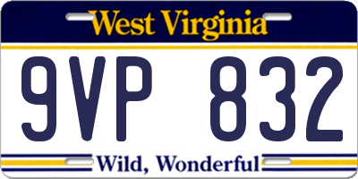 WV license plate 9VP832