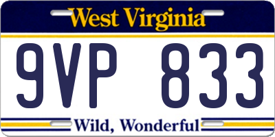WV license plate 9VP833