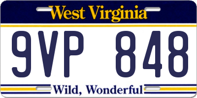 WV license plate 9VP848