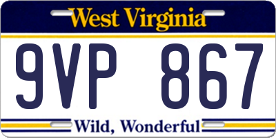 WV license plate 9VP867