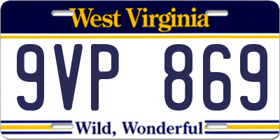 WV license plate 9VP869