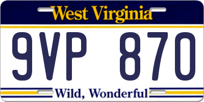 WV license plate 9VP870