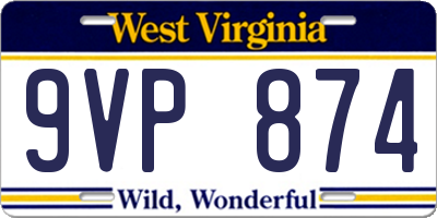 WV license plate 9VP874