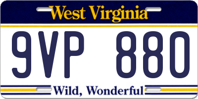 WV license plate 9VP880