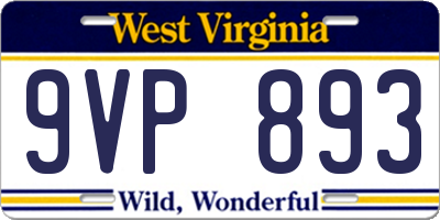 WV license plate 9VP893