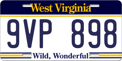WV license plate 9VP898