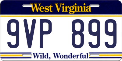 WV license plate 9VP899
