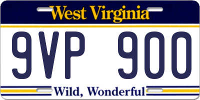 WV license plate 9VP900