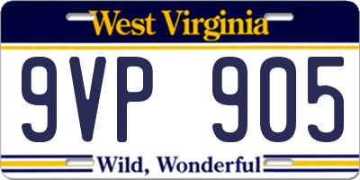 WV license plate 9VP905