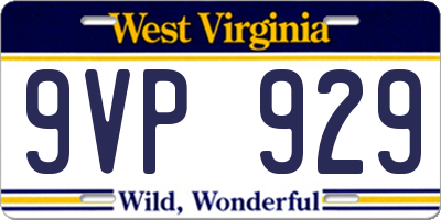 WV license plate 9VP929
