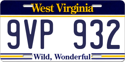 WV license plate 9VP932