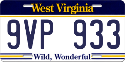 WV license plate 9VP933