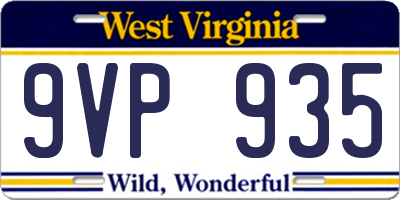 WV license plate 9VP935