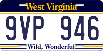 WV license plate 9VP946