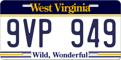 WV license plate 9VP949