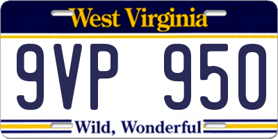 WV license plate 9VP950