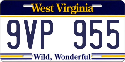 WV license plate 9VP955
