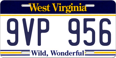 WV license plate 9VP956