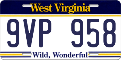WV license plate 9VP958
