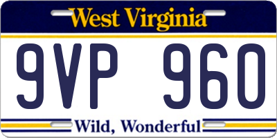 WV license plate 9VP960