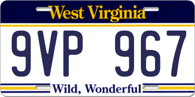 WV license plate 9VP967