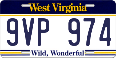 WV license plate 9VP974