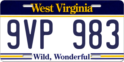 WV license plate 9VP983